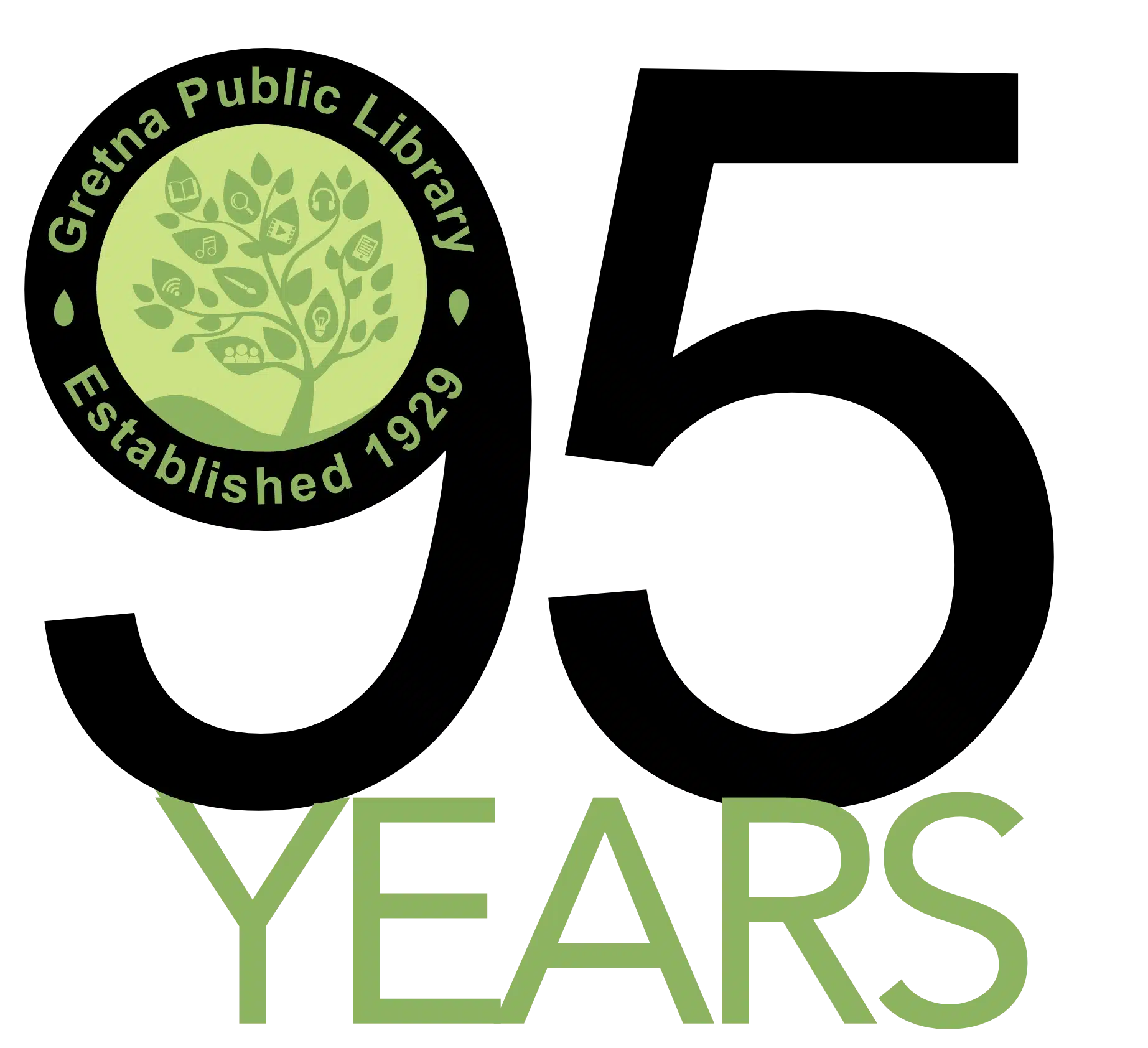 Special 95th Anniversary Gretna Public Library logo