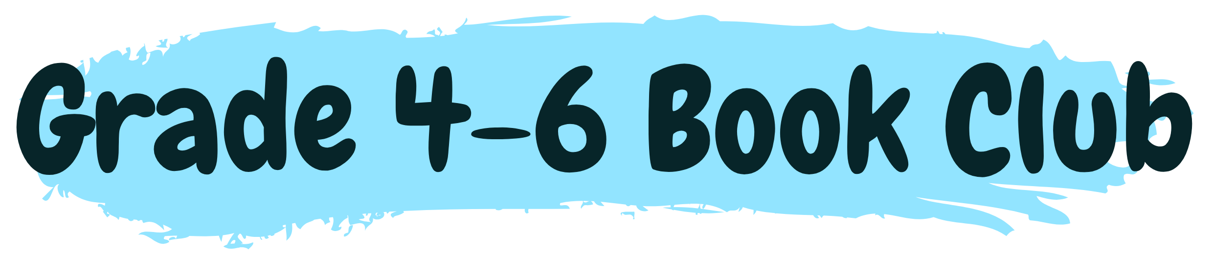 Gretna Public Library's (Nebraska) Fourth to Fifth Grade Book Club thin header image. Black text on top of a blush brush-stroke of color.